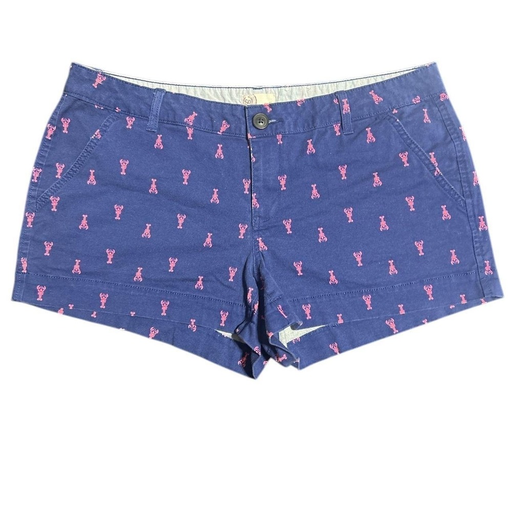SO Juniors Size 15 Blue & Pink Shorts Pockets Lobsters Summer Mini Vacay Resort